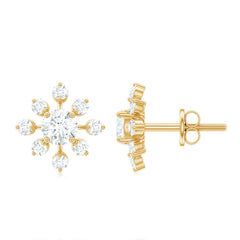 Certified Lab Grown Diamond Snowflake Stud Earrings