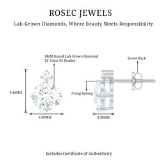 Lab 6 MM Round Diamond Solitaire Stud Earrings