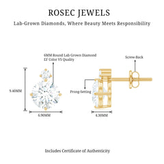 Lab 6 MM Round Diamond Solitaire Stud Earrings