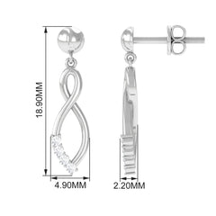 Certified Moissanite Infinity Drop Earrings with Screw Back