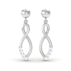 Certified Moissanite Infinity Drop Earrings with Screw Back