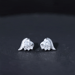 Heart Shape Lab Grown Diamond Minimal Stud Earrings with Screw Back