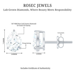Pear Shape Lab Grown Diamond Solitaire Stud Earrings