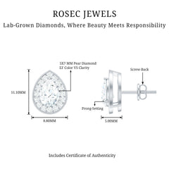 Pear Shape Lab Grown Diamond Classic Halo Stud Earrings