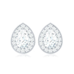 Pear Shape Lab Grown Diamond Classic Halo Stud Earrings