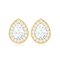 Pear Shape Lab Grown Diamond Classic Halo Stud Earrings