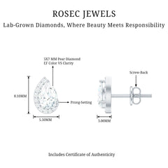 Minimal Lab Grown Diamond Teardrop Stud Earrings