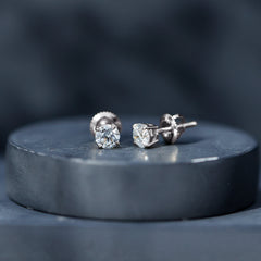 Lab Grown Diamond Solitaire Stud Earrings with Screw Back