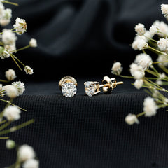 Lab Grown Diamond Solitaire Stud Earrings with Screw Back