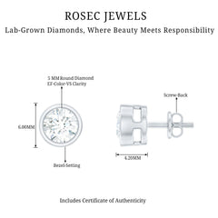 Simple Solitaire Stud Earrings with Lab Grown Diamond