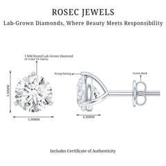 Solitaire Lab Grown Diamond Martini Stud Earrings