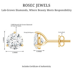 Solitaire Lab Grown Diamond Martini Stud Earrings