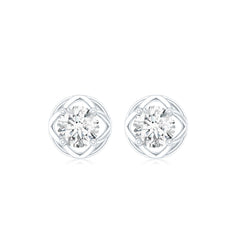 Round Lab Grown Diamond Solitaire Floral Stud Earrings