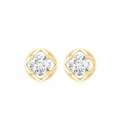 Round Lab Grown Diamond Solitaire Floral Stud Earrings