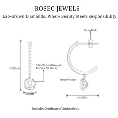 Lab Grown Diamond Minimal Hoop Drop Earrings