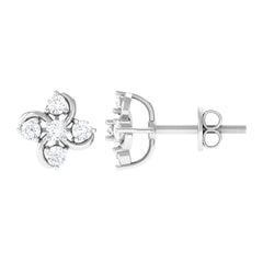 Diamond Flower Cluster Earrings For Women