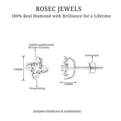 Diamond Flower Cluster Earrings For Women