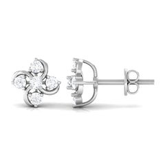 Diamond Flower Cluster Earrings For Women