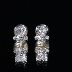 Natural Heart Shaped Diamond Dog Paw Stud Earrings