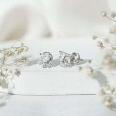 Natural Heart Shaped Diamond Dog Paw Stud Earrings