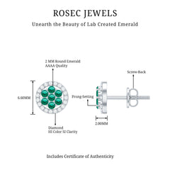 Lab Created Emerald Flower Earrings with Diamond Halo