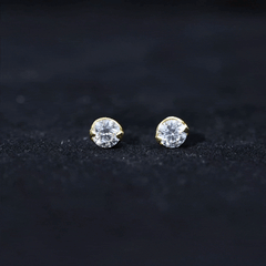 Minimalist 0.63 Carat Round Moissanite Solitaire Stud Earrings