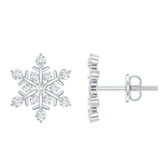 Certified Diamond Snowflake Stud Earrings with Screw Back