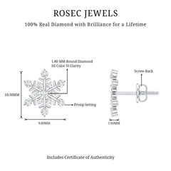 Certified Diamond Snowflake Stud Earrings with Screw Back