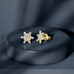 Certified Diamond Snowflake Stud Earrings with Screw Back