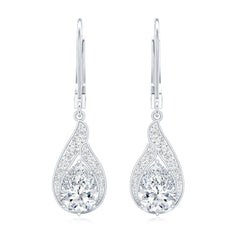 Certified Moissanite Teardrop Bridal Earrings with Leverback