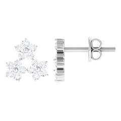 1/2 CT Round Cut Diamond Cluster Floral Stud Earring
