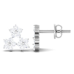 1/2 CT Round Cut Diamond Cluster Floral Stud Earring