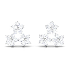 1/2 CT Round Cut Diamond Cluster Floral Stud Earring