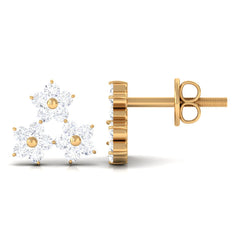 1/2 CT Round Cut Diamond Cluster Floral Stud Earring