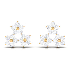 1/2 CT Round Cut Diamond Cluster Floral Stud Earring