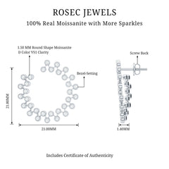 Certified Moissanite Big Stud Earrings For Women