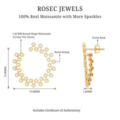 Certified Moissanite Big Stud Earrings For Women