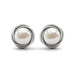 Genuine Freshwater Pearl Swirl Earrings with Screw Back