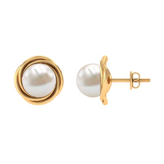 Genuine Freshwater Pearl Swirl Earrings with Screw Back