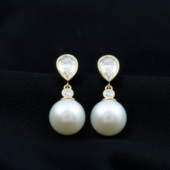 Real Freshwater Pearl and Moissanite Drop Earrings