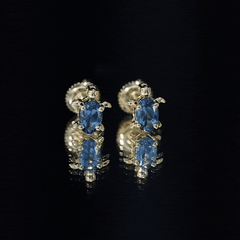 Genuine London Blue Topaz Tortoise Stud Earrings