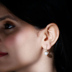 Real Freshwater Pearl Drop Earrings with Diamond