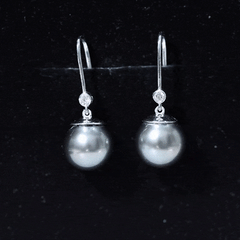 Tahitian Black Pearl Dangling Earrings with Moissanite
