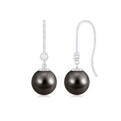Tahitian Black Pearl Dangling Earrings with Moissanite