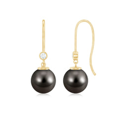 Tahitian Black Pearl Dangling Earrings with Moissanite