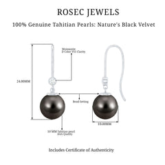 Tahitian Black Pearl Dangling Earrings with Moissanite