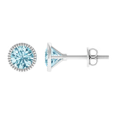 1.5 Carat Round Cut Aquamarine Martini Stud Earring