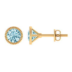 1.5 Carat Round Cut Aquamarine Martini Stud Earring