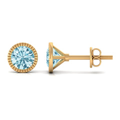 1.5 Carat Round Cut Aquamarine Martini Stud Earring