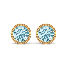 1.5 Carat Round Cut Aquamarine Martini Stud Earring